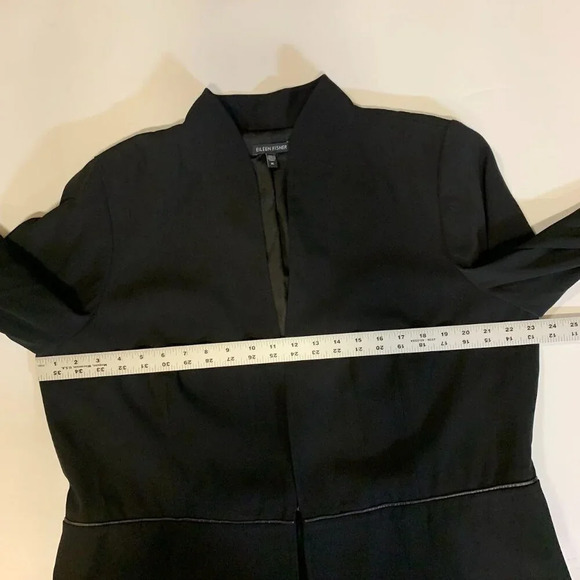 Eileen Fisher Women's Tropical Suiting Leather Open Stand Collar Jacket Size XL - Picture 12 of 14
